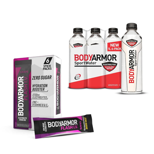 Rapid Rehydration Bundle: Flash IV Electrolyte Packet + Sportwater Alkaline Water - Sport Drink Mix Combo
