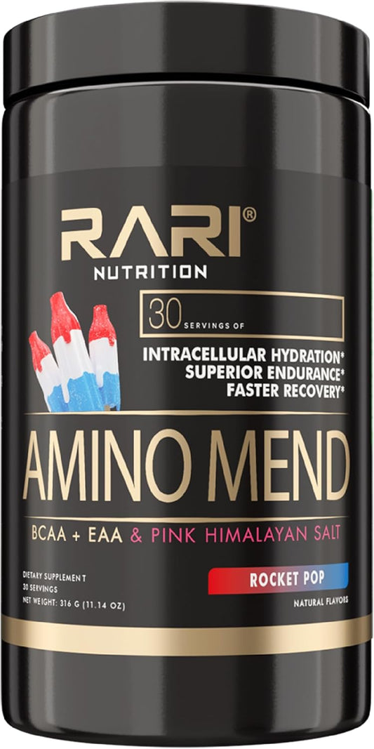 RARI Nutrition Amino Mend Recovery Drink - 5000mg BCAAs, 2085mg EAAs, 30 Servings, Rocket Pop Flavor