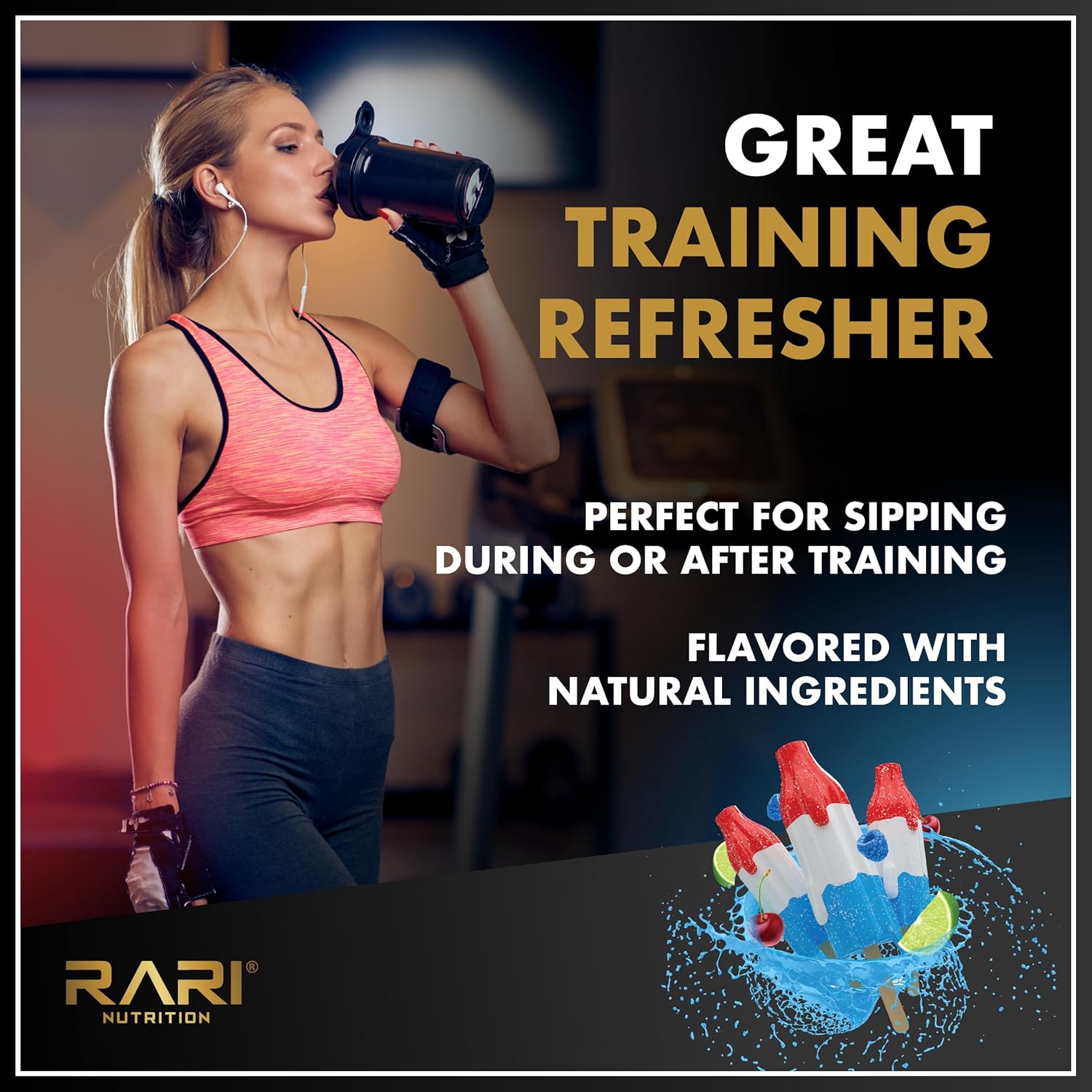 RARI Nutrition Amino Mend Recovery Drink - 5000mg BCAAs, 2085mg EAAs, 30 Servings, Rocket Pop Flavor