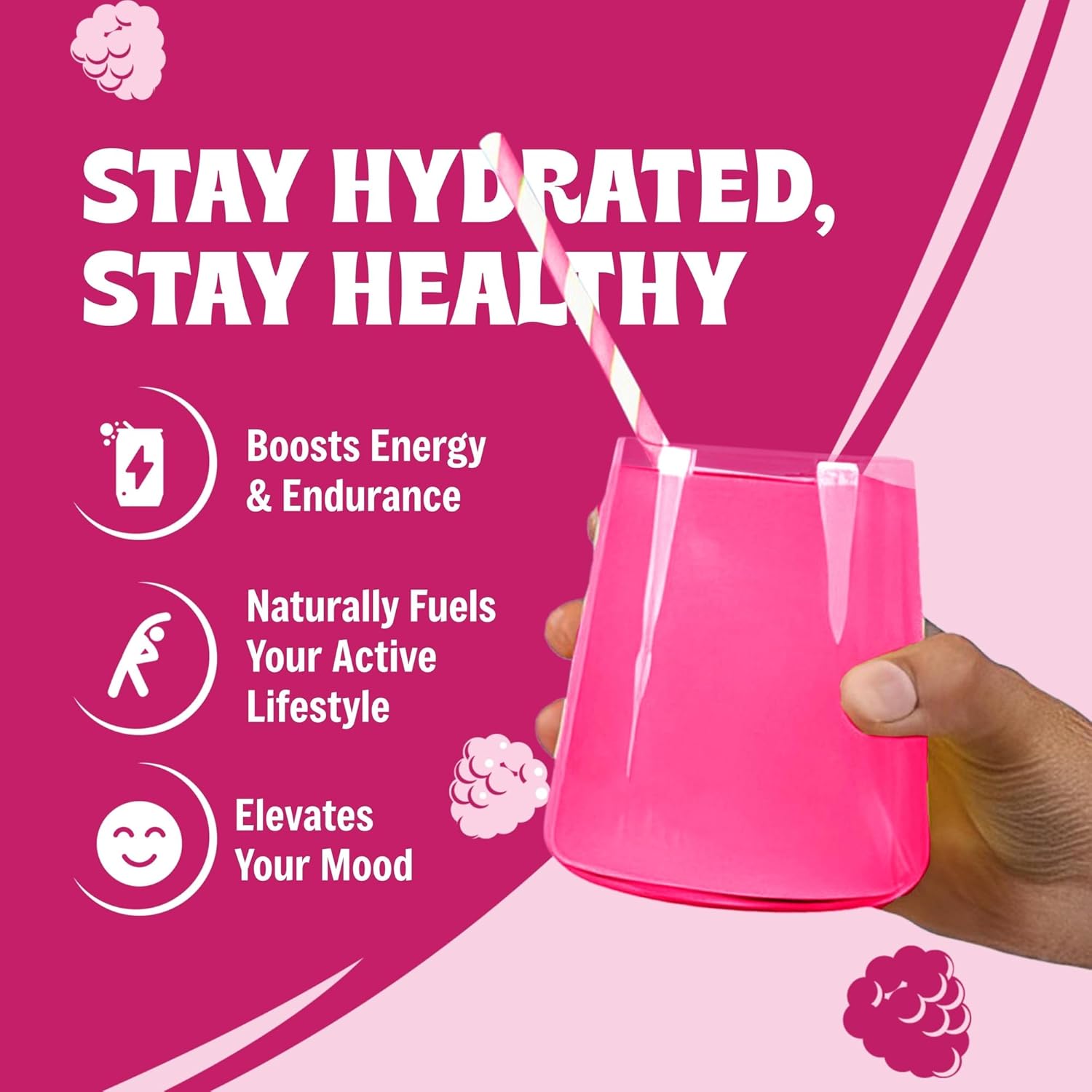 Raspberry Electrolyte Powder Mix - Zero Sugar, Calories, or Artificial Ingredients - Keto & Vegan Friendly - 90 Servings