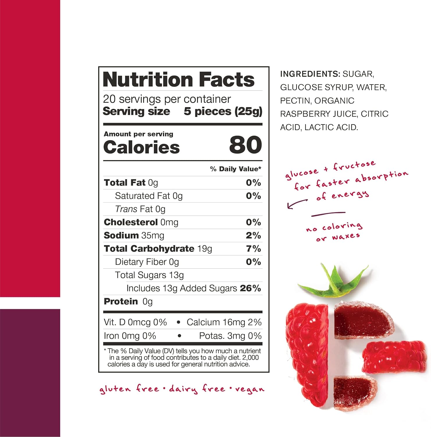 Raspberry Energy Chews for Running, Cycling, & Sports Performance | Gel Alternative | 10 Pack Vegan & Gluten Free - BoostGo Australia
