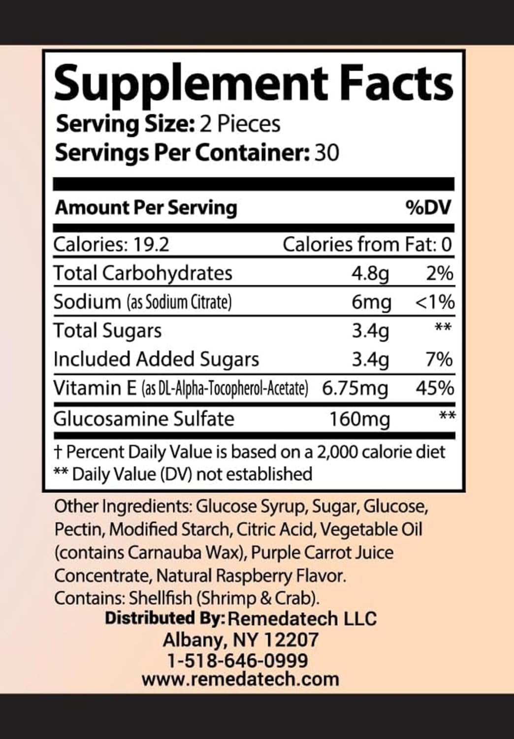 Raspberry Flavored Joint Care Gummies with Glucosamine Sulfate for Men & Women, 60 Gummies - Bone & Joint Health Support, 30-Day Supply