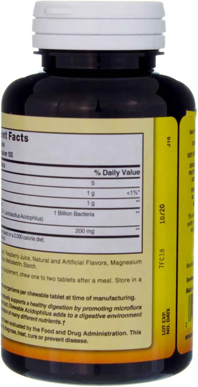 Raspberry Flavored Nature's Blend Acidophilus Chewable Tablets - 200 Count, 2-Pack