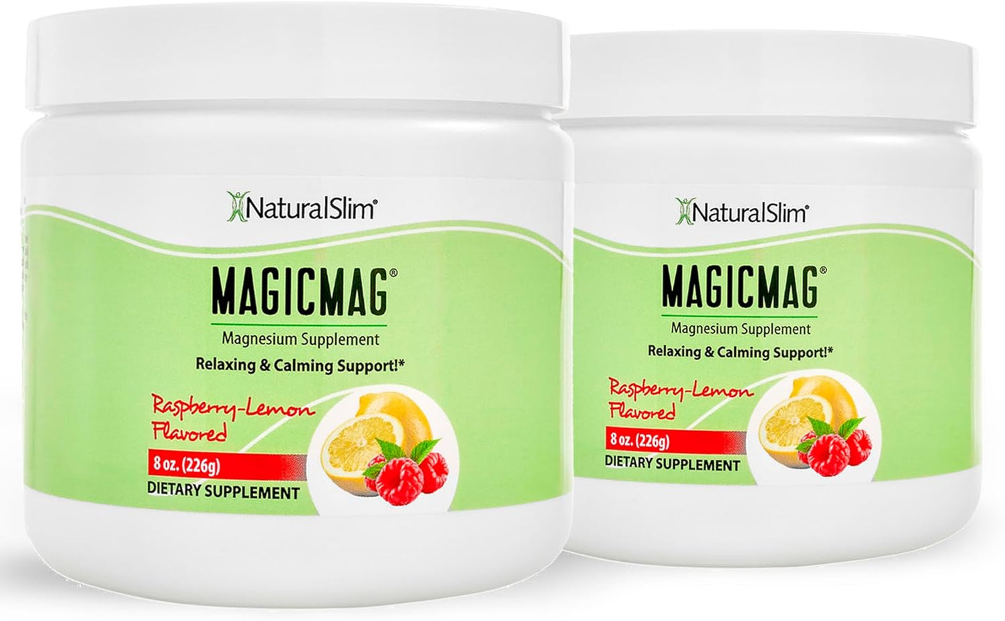 Raspberry Lemon Magnesium Citrate Powder - 8oz (2 Pack) for Stress, Constipation, Muscle, Heart Health, Sleep Support - NaturalSlim Magicmag Supplement