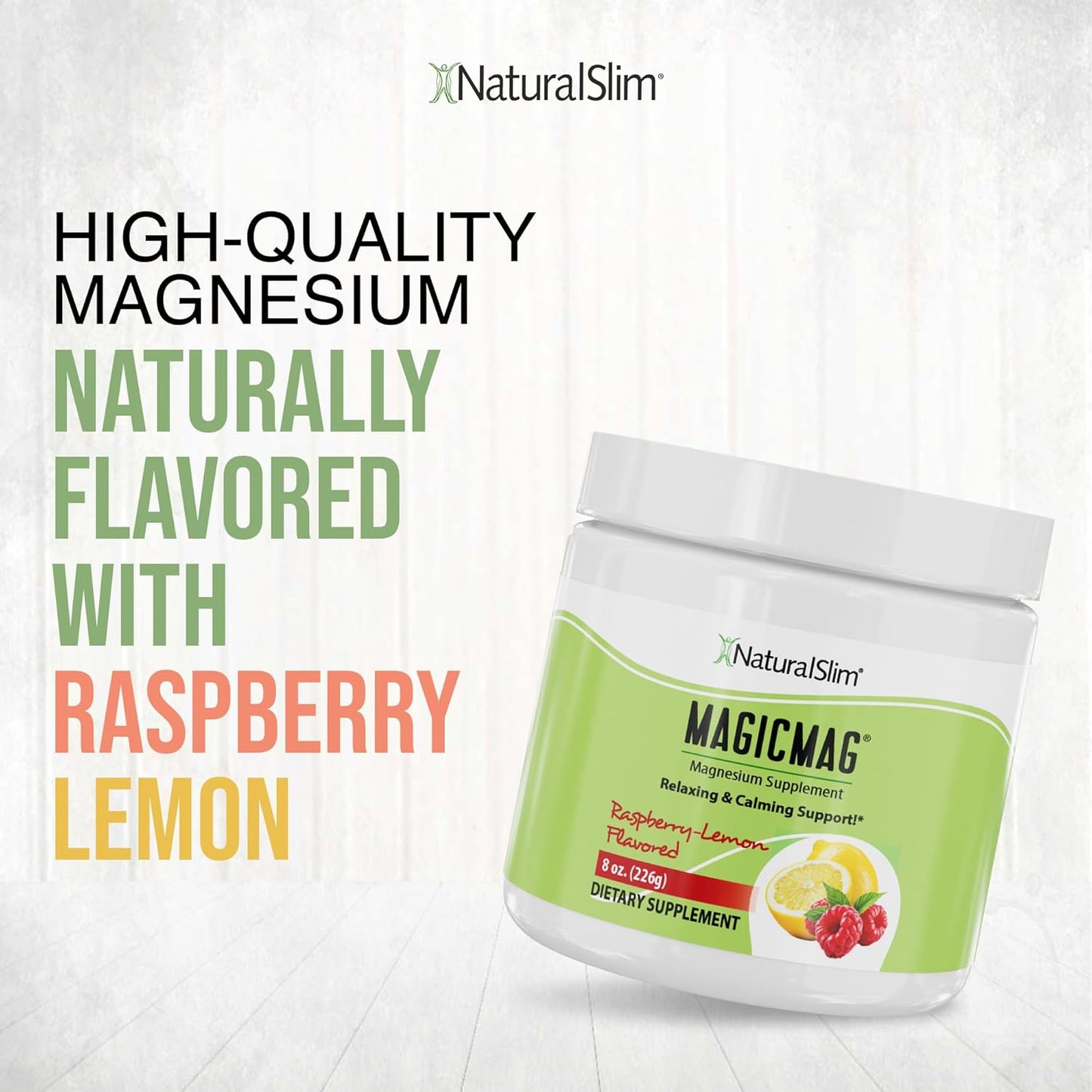 Raspberry Lemon Magnesium Citrate Powder - 8oz (2 Pack) for Stress, Constipation, Muscle, Heart Health, Sleep Support - NaturalSlim Magicmag Supplement