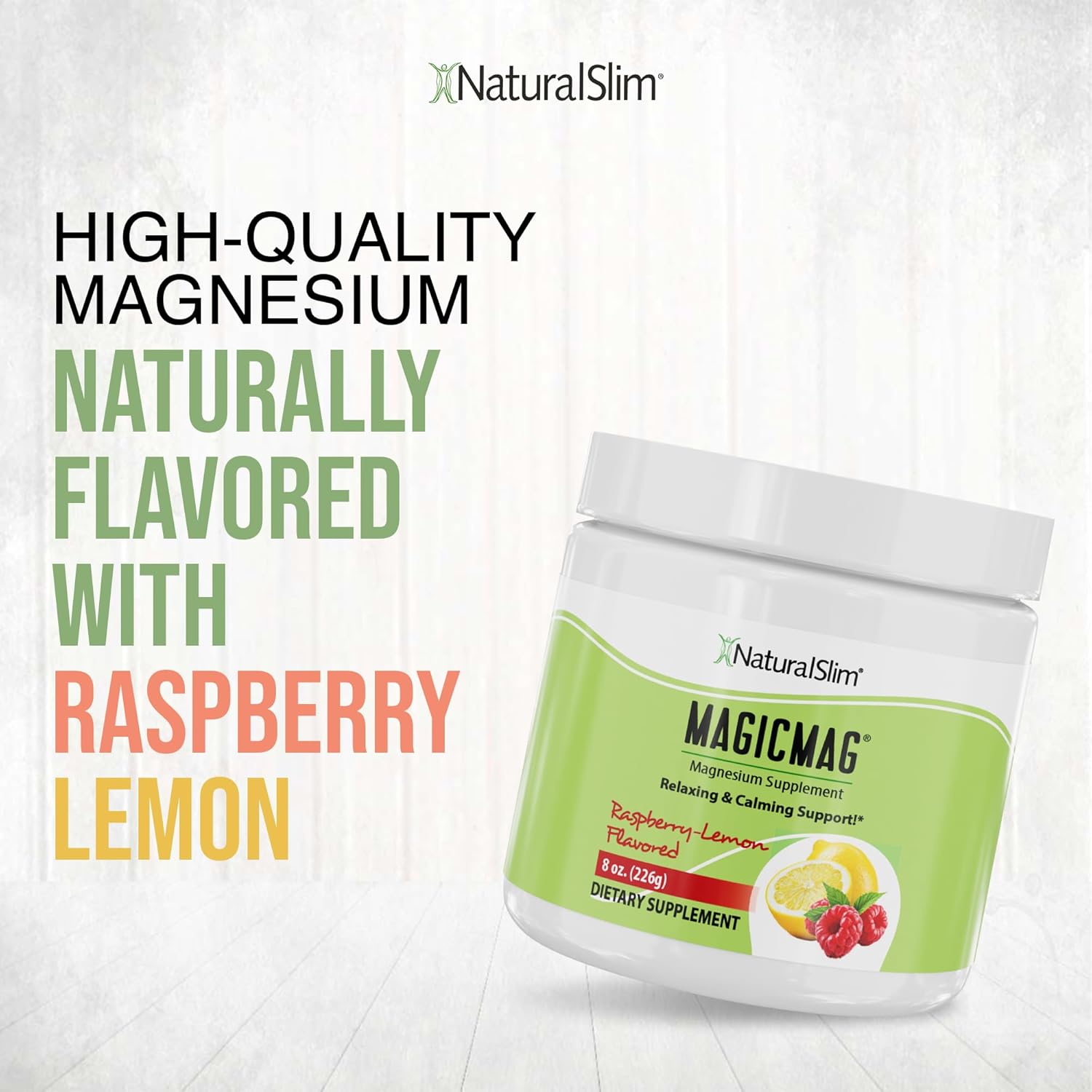 Raspberry Lemon Magnesium Citrate Powder - 8oz (2 Pack) for Stress, Constipation, Muscle, Heart Health, Sleep Support - NaturalSlim Magicmag Supplement