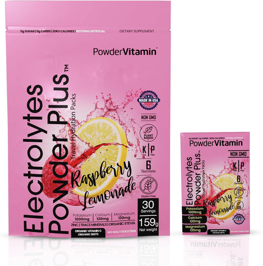 Raspberry Lemonade Keto Electrolyte Powder with 1000mg Potassium - Non-GMO & Sugar-Free