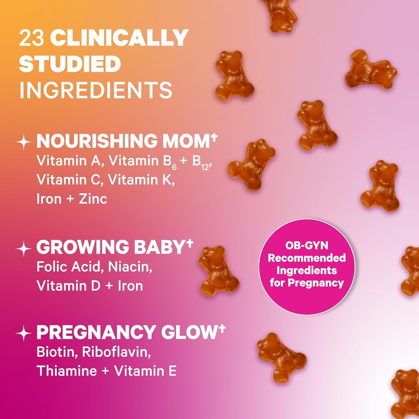 Raspberry Prenatal Vitamin Gummies for Women with Folic Acid, Vitamin D, and B6 - Supports Pregnancy and Morning Sickness - 60 Count