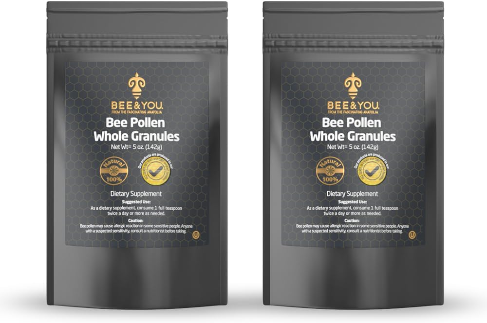 Raw Bee Pollen Granules Supplement - Natural Superfood with Amino Acids, Antioxidants, and Vitamin B | 100% Paleo & Keto Friendly - Gluten Free | 5 Oz Pack of 2