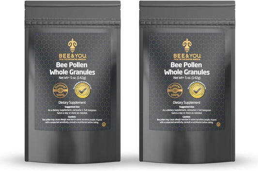 Raw Bee Pollen Granules Supplement - Natural Superfood with Amino Acids, Antioxidants, and Vitamin B | 100% Paleo & Keto Friendly - Gluten Free | 5 Oz Pack of 2