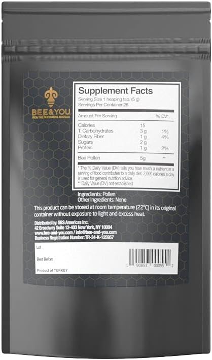 Raw Bee Pollen Granules Supplement - Natural Superfood with Amino Acids, Antioxidants, and Vitamin B | 100% Paleo & Keto Friendly - Gluten Free | 5 Oz Pack of 2