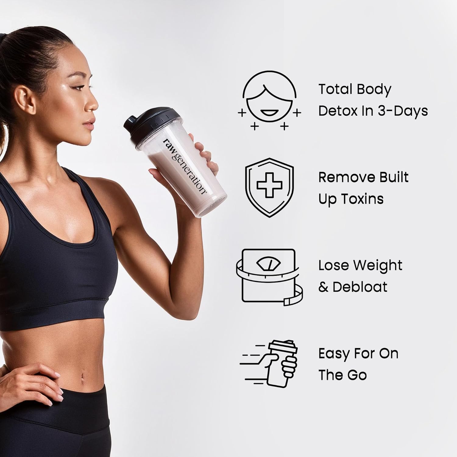 Raw Generation Instant Smoothie Detox Gut Cleanse - 3-Day Juice Cleanse for Healthy Weight Management - 100% Raw Natural Superfood Drink Powder Packets - No Added Sugar - Convenient On-the-Go Detox