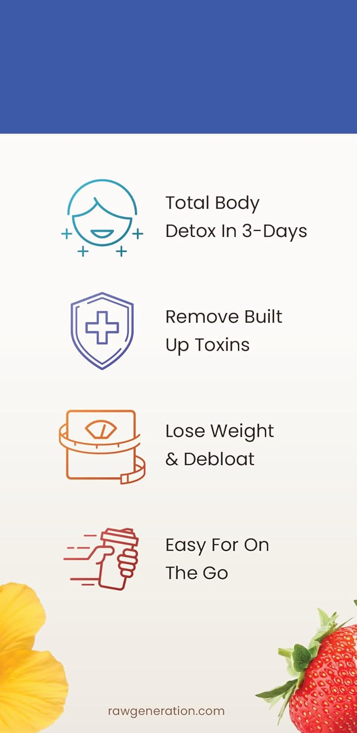 Raw Generation Instant Smoothie Detox Gut Cleanse - 3-Day Juice Cleanse for Healthy Weight Management - 100% Raw Natural Superfood Drink Powder Packets - No Added Sugar - Convenient On-the-Go Detox