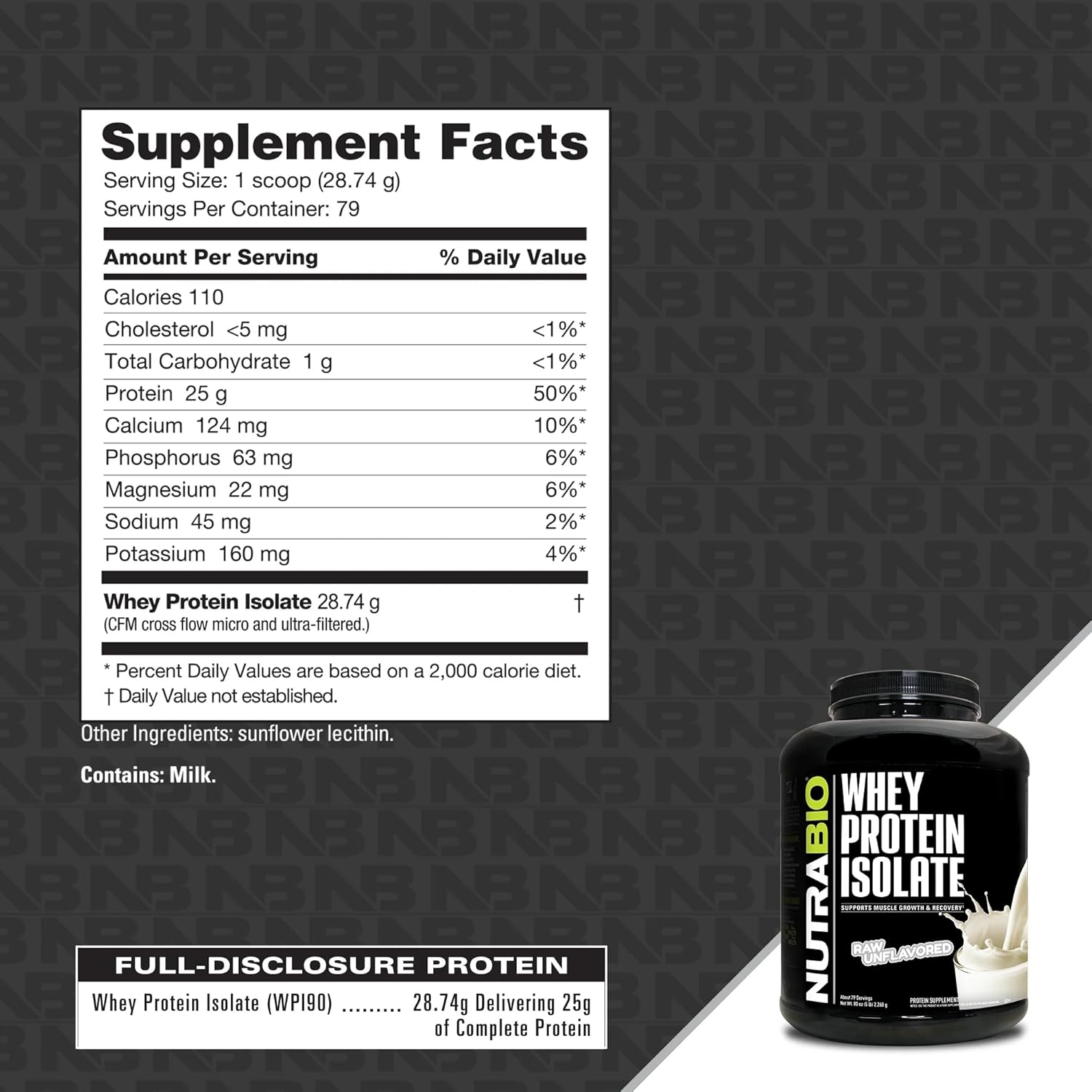 Raw Unflavored Whey Protein Isolate Powder - 5lb, 25g Protein per Scoop, Complete Amino Acid Profile, Soy & Gluten Free, Non-GMO & Zero Fillers