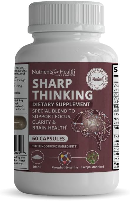 Rawleigh Sharp Thinking: Cognitive Health Supplement with DHA, DMAE, Bacopa, and Bilberry - 60 Capsules