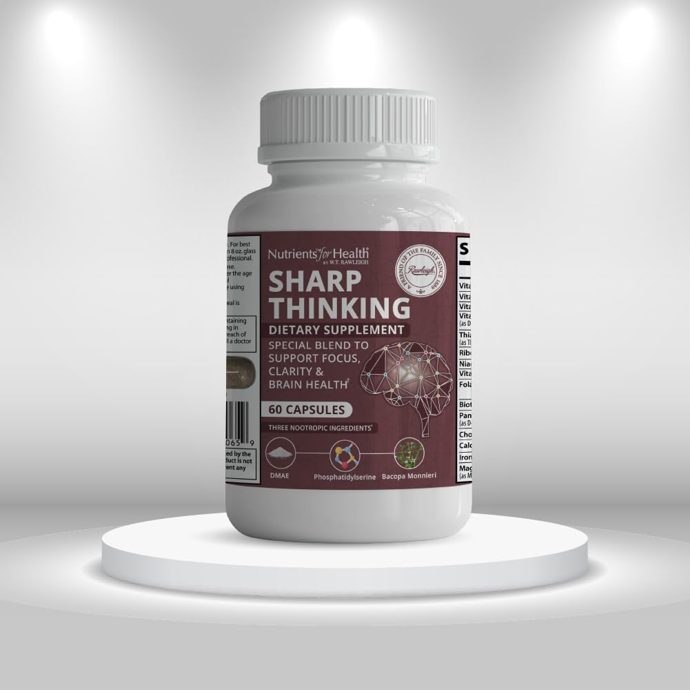 Rawleigh Sharp Thinking: Cognitive Health Supplement with DHA, DMAE, Bacopa, and Bilberry - 60 Capsules