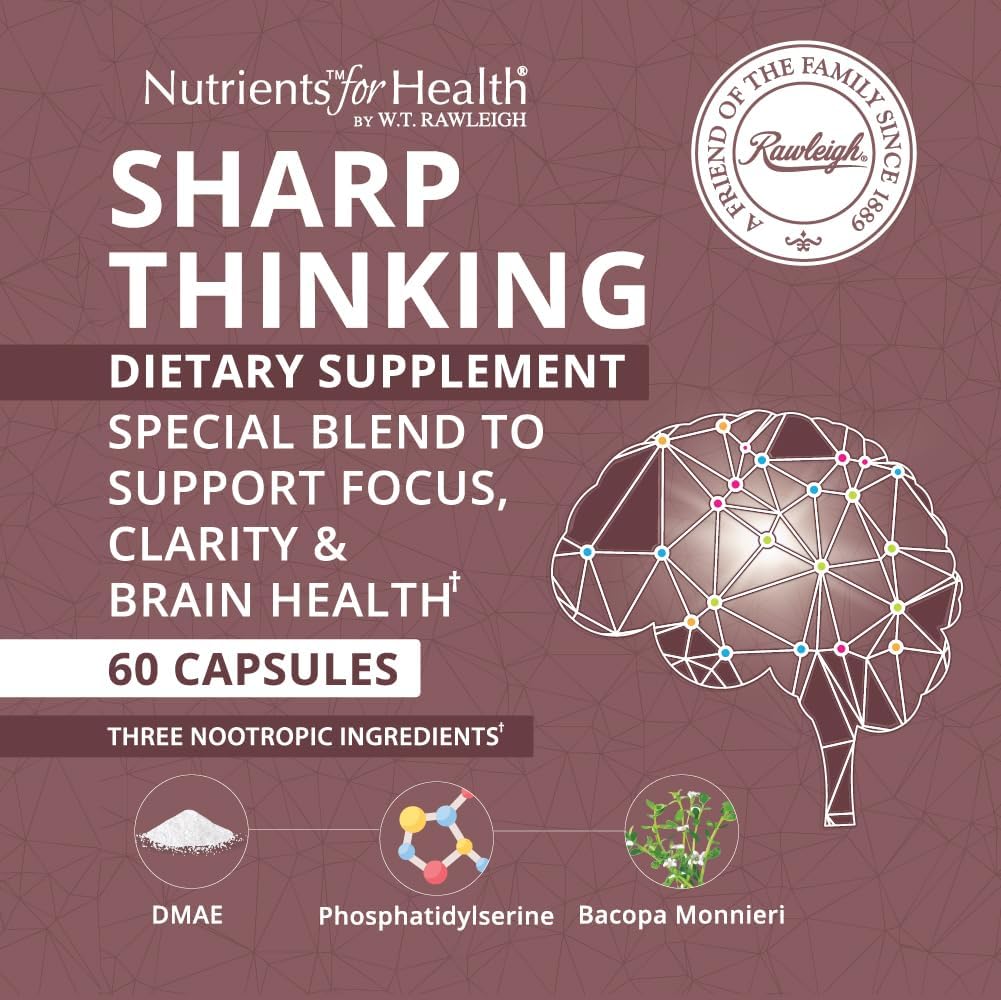 Rawleigh Sharp Thinking: Cognitive Health Supplement with DHA, DMAE, Bacopa, and Bilberry - 60 Capsules