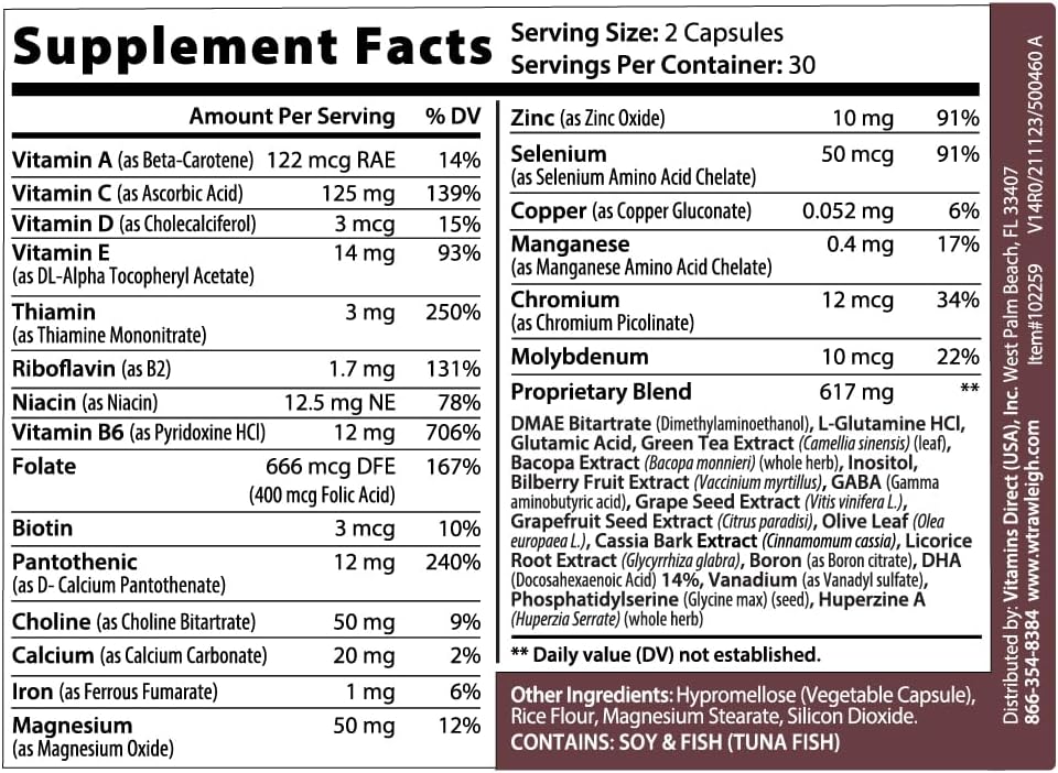 Rawleigh Sharp Thinking: Cognitive Health Supplement with DHA, DMAE, Bacopa, and Bilberry - 60 Capsules