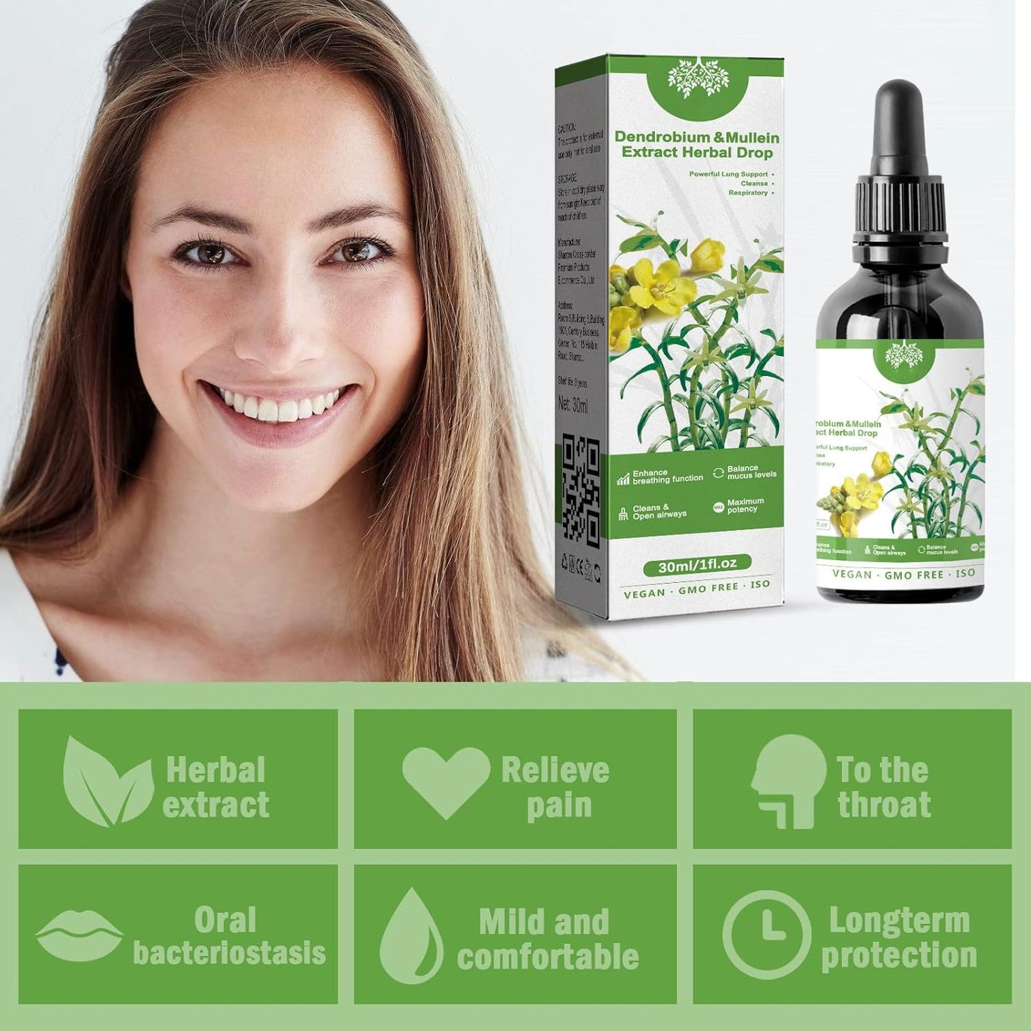RCSCBC 2023 Years Dendrobium & Mullein Extract Drops for Lung Support - Herbal Care Essence (7pcs)