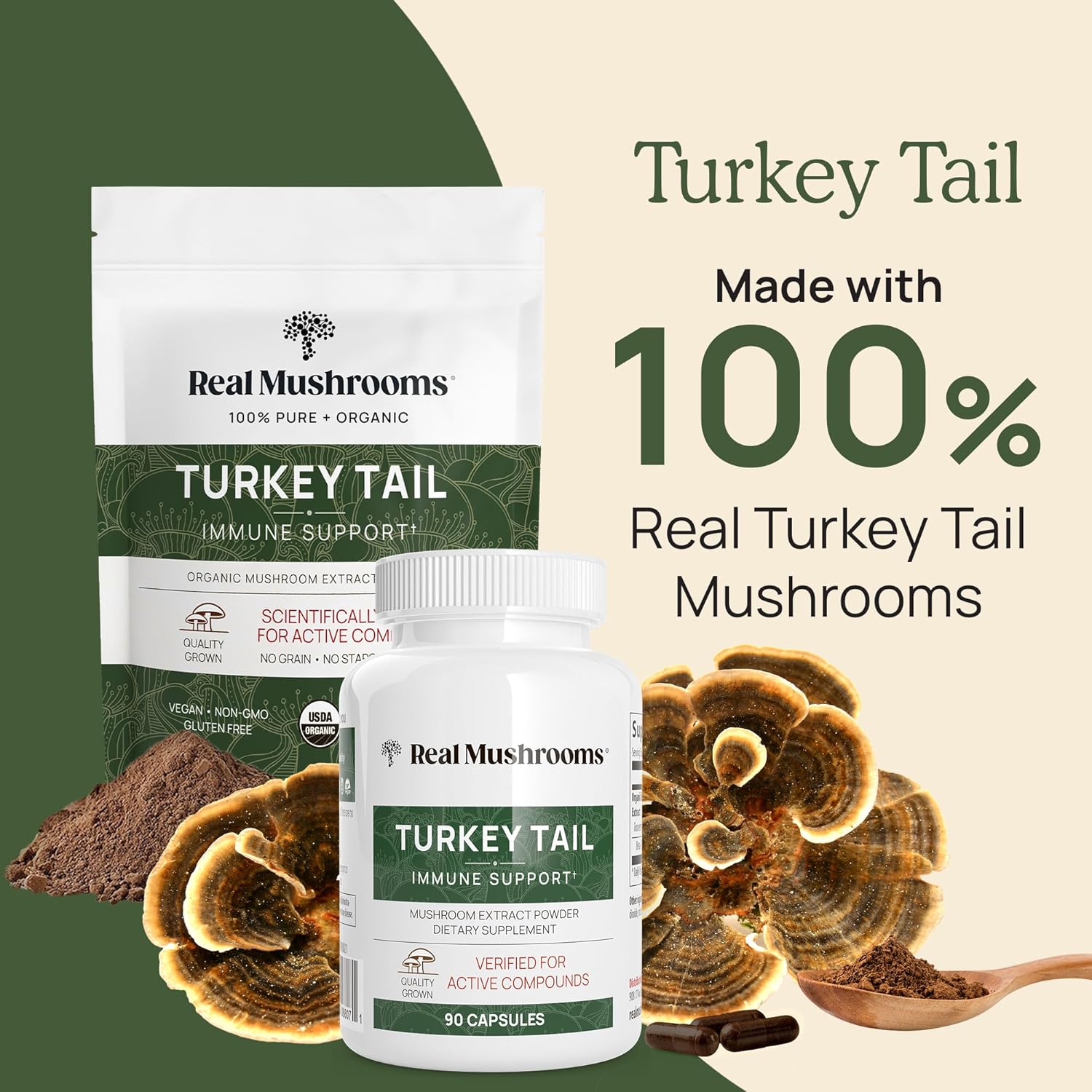 Real Mushrooms RealBoost & 5 Defenders Bundle - Mushroom Supplement for Energy, Vitality, and Immunity - Vegan & Non-GMO - 60ct & 90ct
