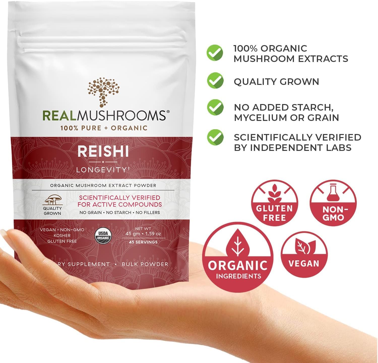 Real Mushrooms RealRest Capsules and Reishi Mushroom Powder Bundle - Longevity, Immune Support, Sleep Aid - Vegan, Non-GMO - 60ct Capsules, 45 Servings