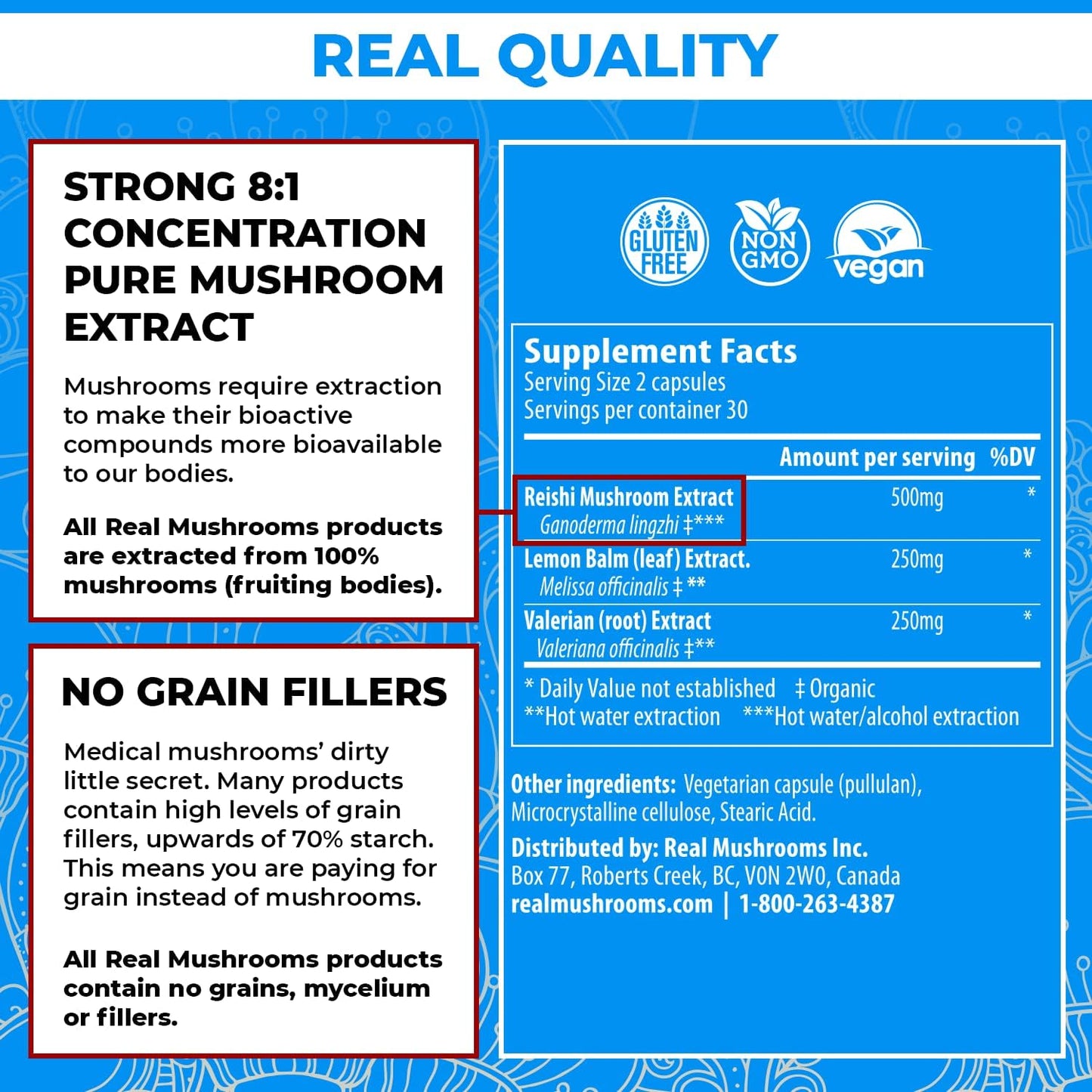 Real Mushrooms RealRest Capsules and Reishi Mushroom Powder Bundle - Longevity, Immune Support, Sleep Aid - Vegan, Non-GMO - 60ct Capsules, 45 Servings