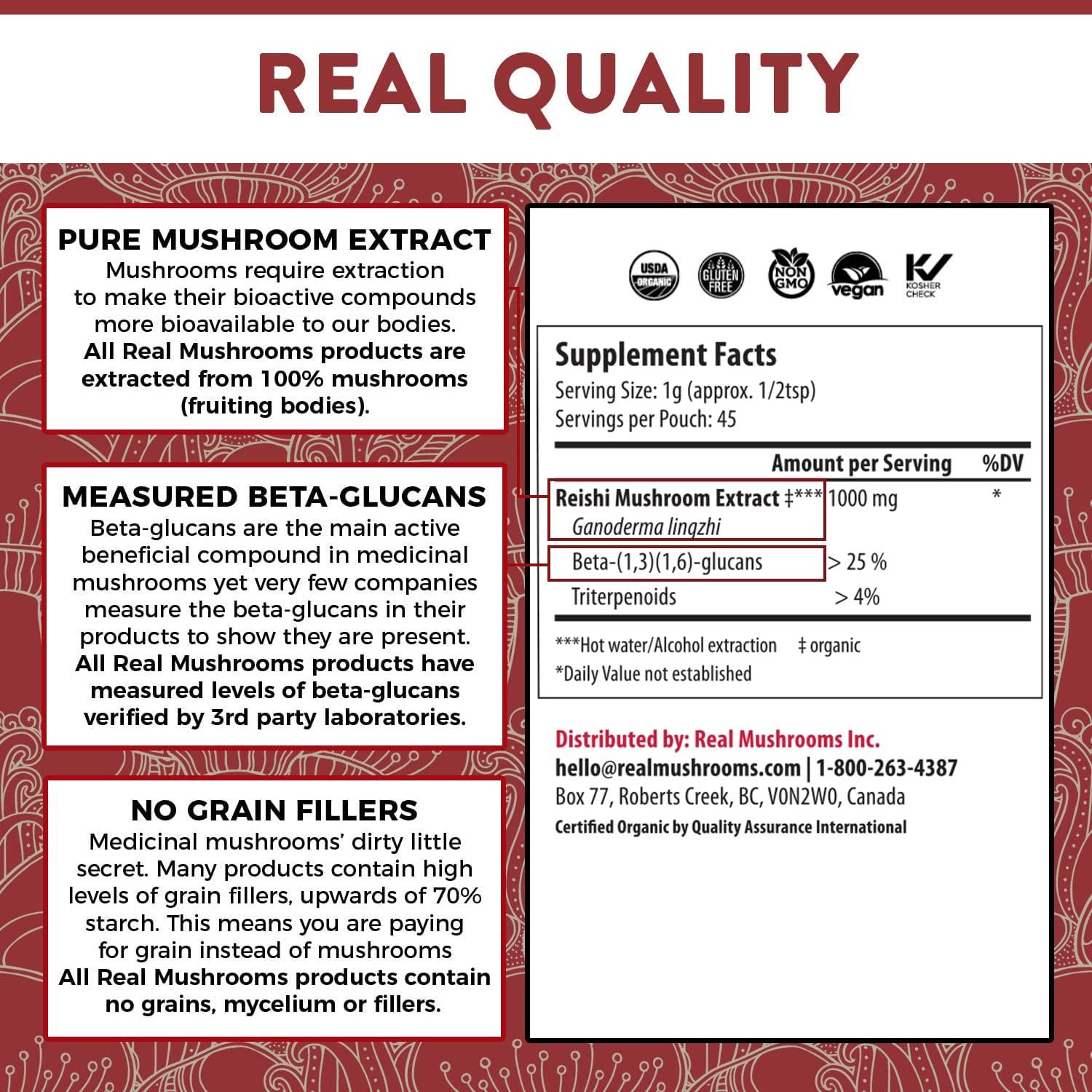 Real Mushrooms RealRest Capsules and Reishi Mushroom Powder Bundle - Longevity, Immune Support, Sleep Aid - Vegan, Non-GMO - 60ct Capsules, 45 Servings