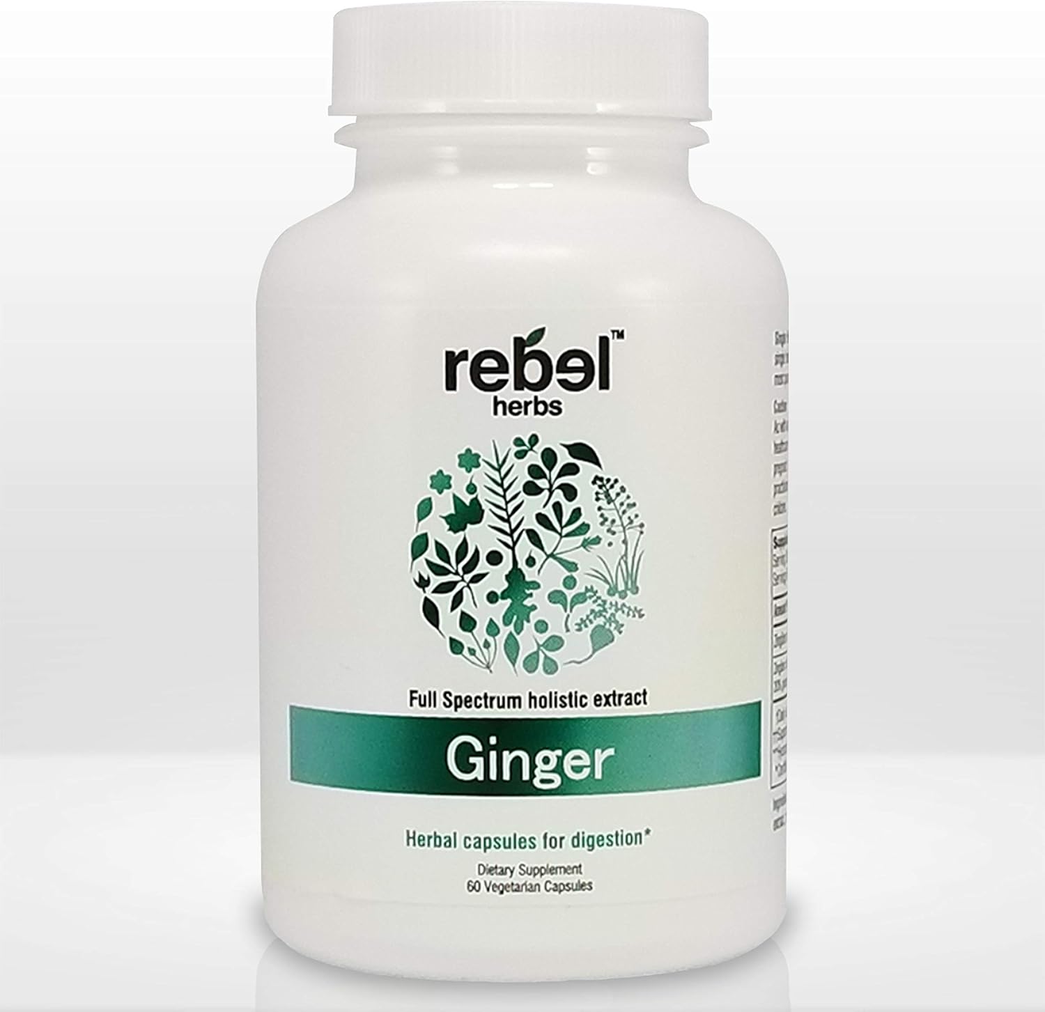 Rebel Herbs Ginger Root Capsules - Non-GMO, Gluten Free, Dual Extract Formula
