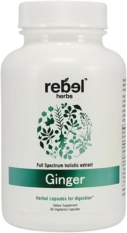 Rebel Herbs Ginger Root Capsules - Non-GMO, Gluten Free, Dual Extract Formula