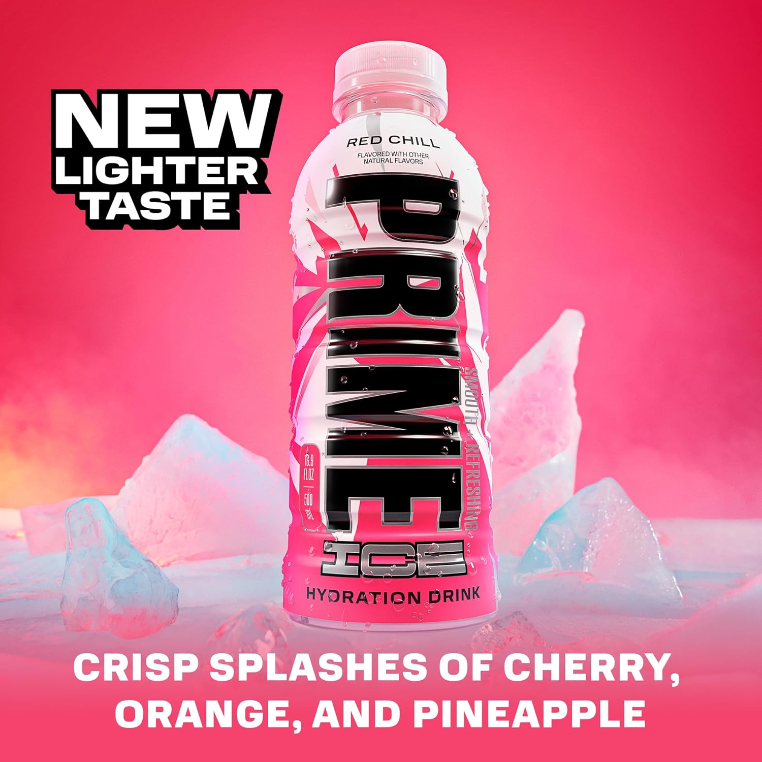 RED CHILL PRIME ICE Hydration Sports Drink with BCAAs, B Vitamins, Antioxidants - 12 Pack of 16.9 Fl Oz Bottles for Ultimate Hydration