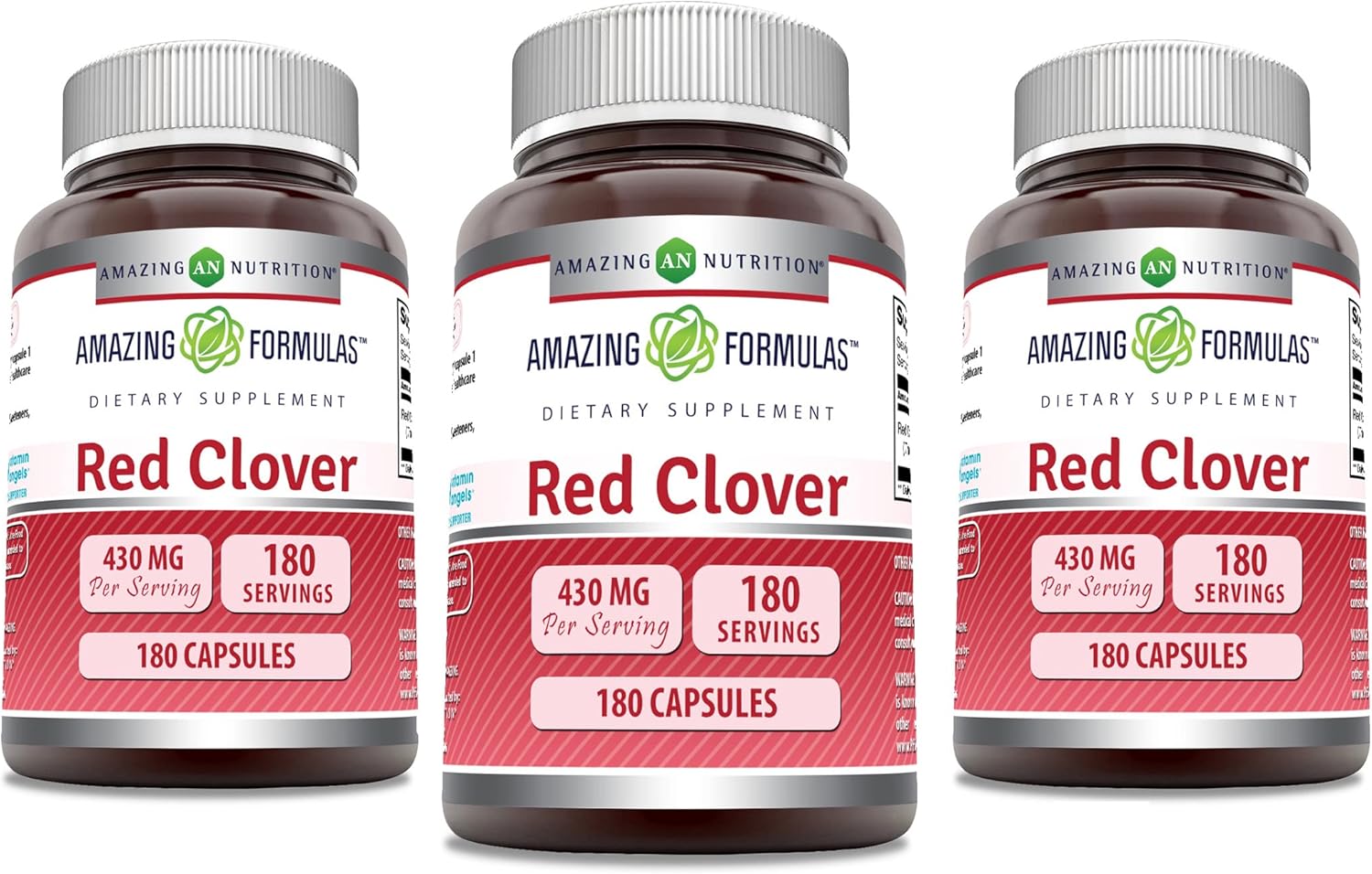 Red Clover 430mg Capsules Supplement - Non-GMO & Gluten Free - Made in USA - 180 Count (3 Pack)