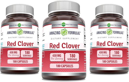 Red Clover 430mg Capsules Supplement - Non-GMO & Gluten Free - Made in USA - 180 Count (3 Pack)