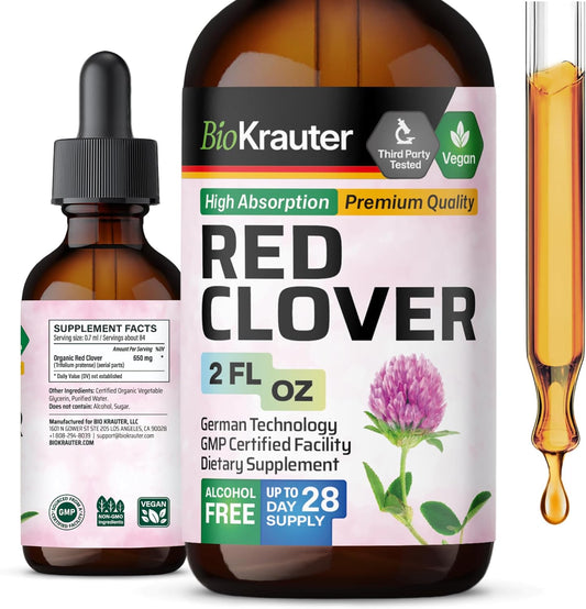 Red Clover Tincture for Women's Support - Alcohol-Free Liquid Supplement - Vegan 2 Fl.Oz. Bottle