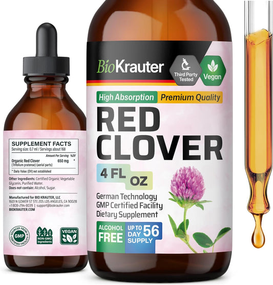 Red Clover Tincture for Women's Support - Vegan Liquid Extract - Alcohol & Sugar Free - 4 Fl.Oz. Bottle