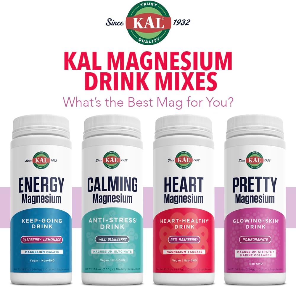 Red Raspberry Magnesium Taurate Powder Heart Health Drink Mix - Vegan, Sugar Free Supplement for Inflammation - 100 Servings