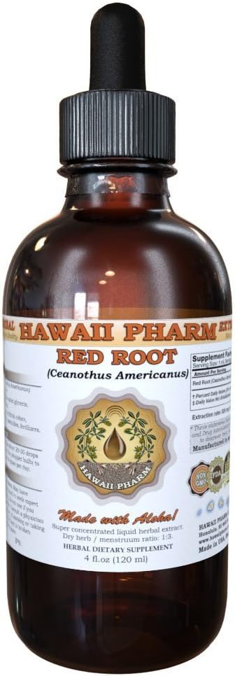Red Root Liquid Extract Tincture - Herbal Supplement by Hawaii Pharm, 2 fl.oz - Made in USA