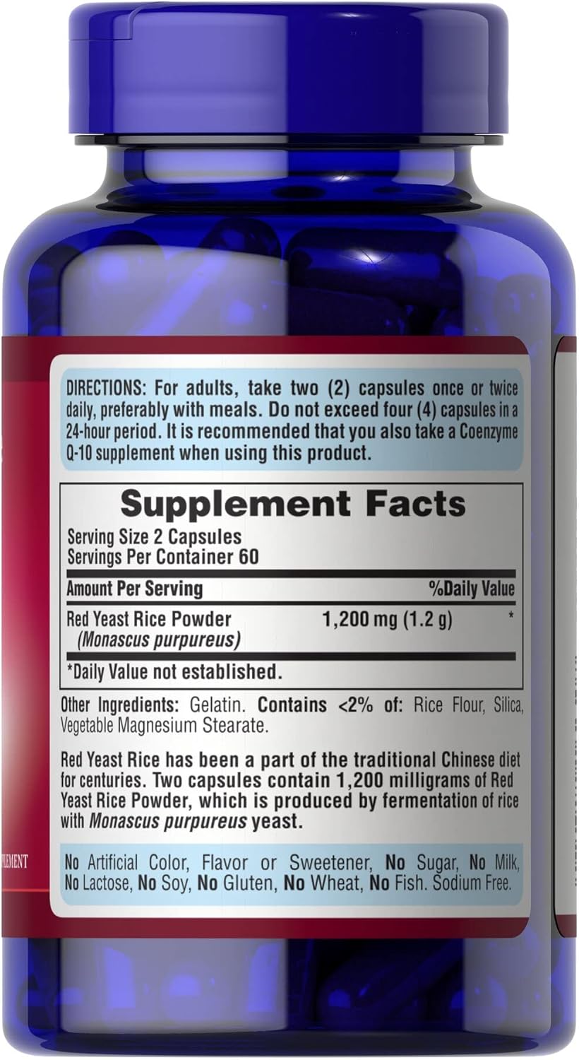Red Yeast Rice 600mg Supplement - 120 Capsules by Puritan's Pride