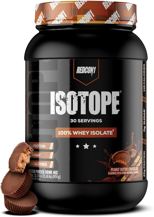 REDCON1 Isotope Peanut Butter Chocolate Whey Isolate: Keto-Friendly, Low Carb, Zero Sugar (30 Servings)