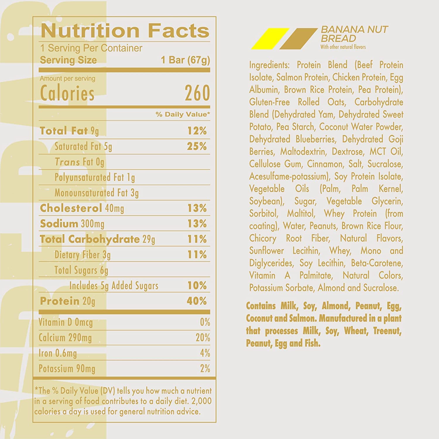 REDCON1 MRE Banana Nut Bread Protein Bar - 20g Whole Food Protein, MCT Oil, Digestible Low Sugar Meal Replacement Bar (12 Bars)