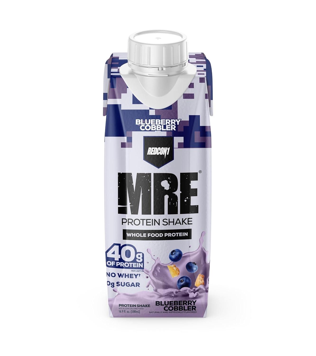 Redcon1 MRE Blueberry Cobbler Ready to Drink Protein Shakes - Real Whole Food Blends, Keto-Friendly RTD Shake (12 Pack)