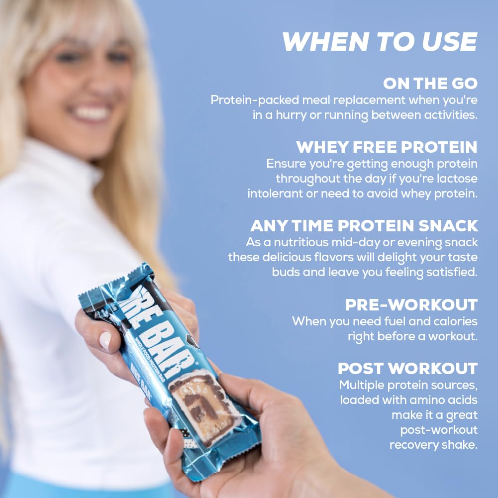 Redcon1 MRE Protein Bars, Cookies N' Cream - 20g Whole Food Protein, MCT Oil - Digestible, Low Sugar Meal Replacement (12 Bars)
