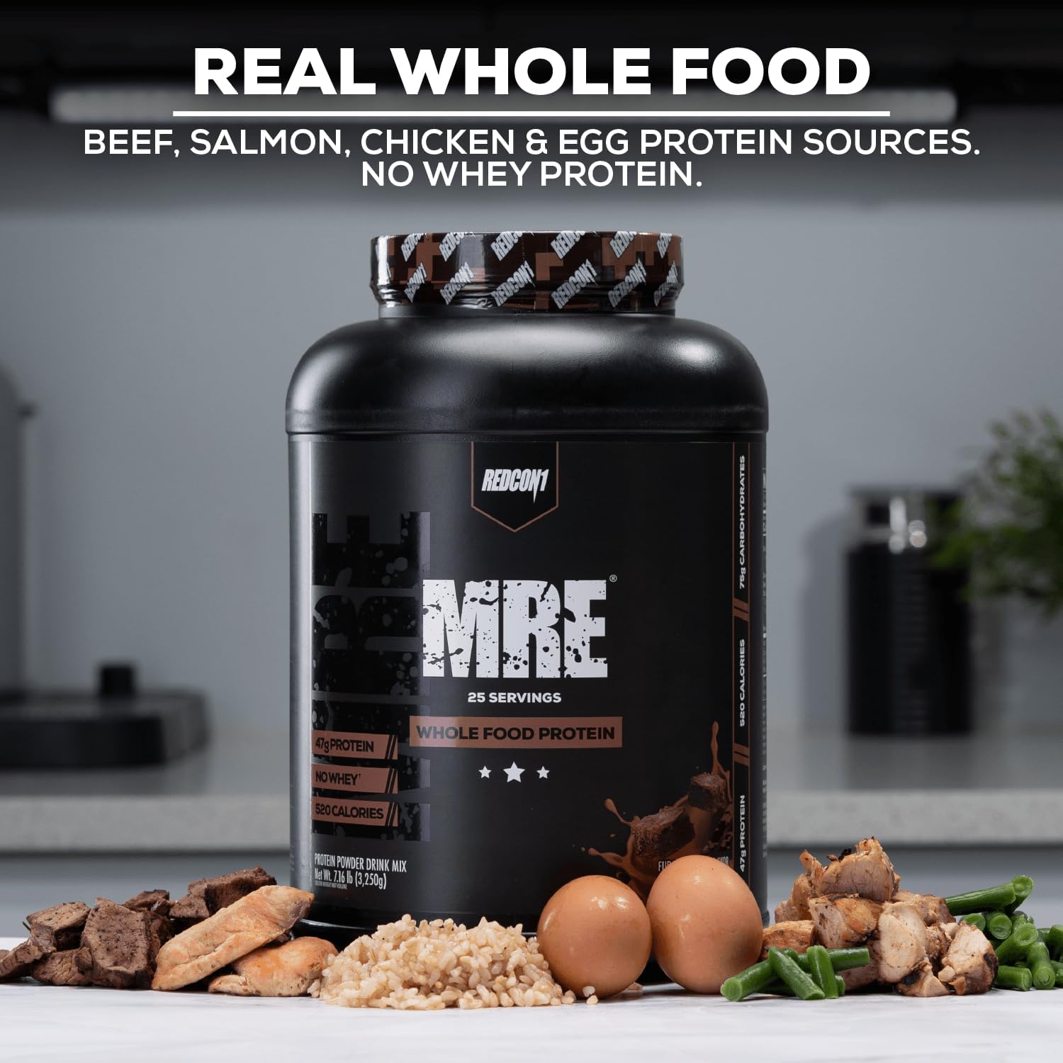 Redcon1 MRE Protein Powder Cookies N Cream with MCT Oil - Natural Meal Replacement for Muscle Recovery (25 Servings)