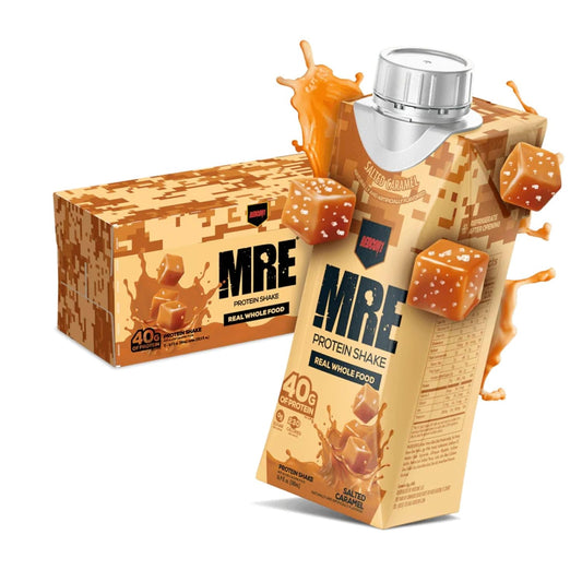 Redcon1 MRE Salted Caramel Ready to Drink Protein Shakes - Sugar-Free RTD Shake for Athletes - Whole Food Sources - 12 Pack