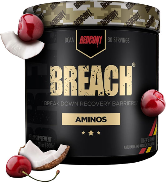 REDCON1 Tiger's Blood BCAAs: Keto-Friendly Sugar-Free Amino Acids for Recovery - 30 Servings