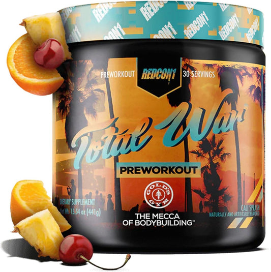 REDCON1 Total War Pre Workout Powder in Cali Splash Flavor - Powerful Caffeinated Preworkout with Beta Alanine and Citrulline Malate for Enhanced Pump and Blood Flow - 30 Servings