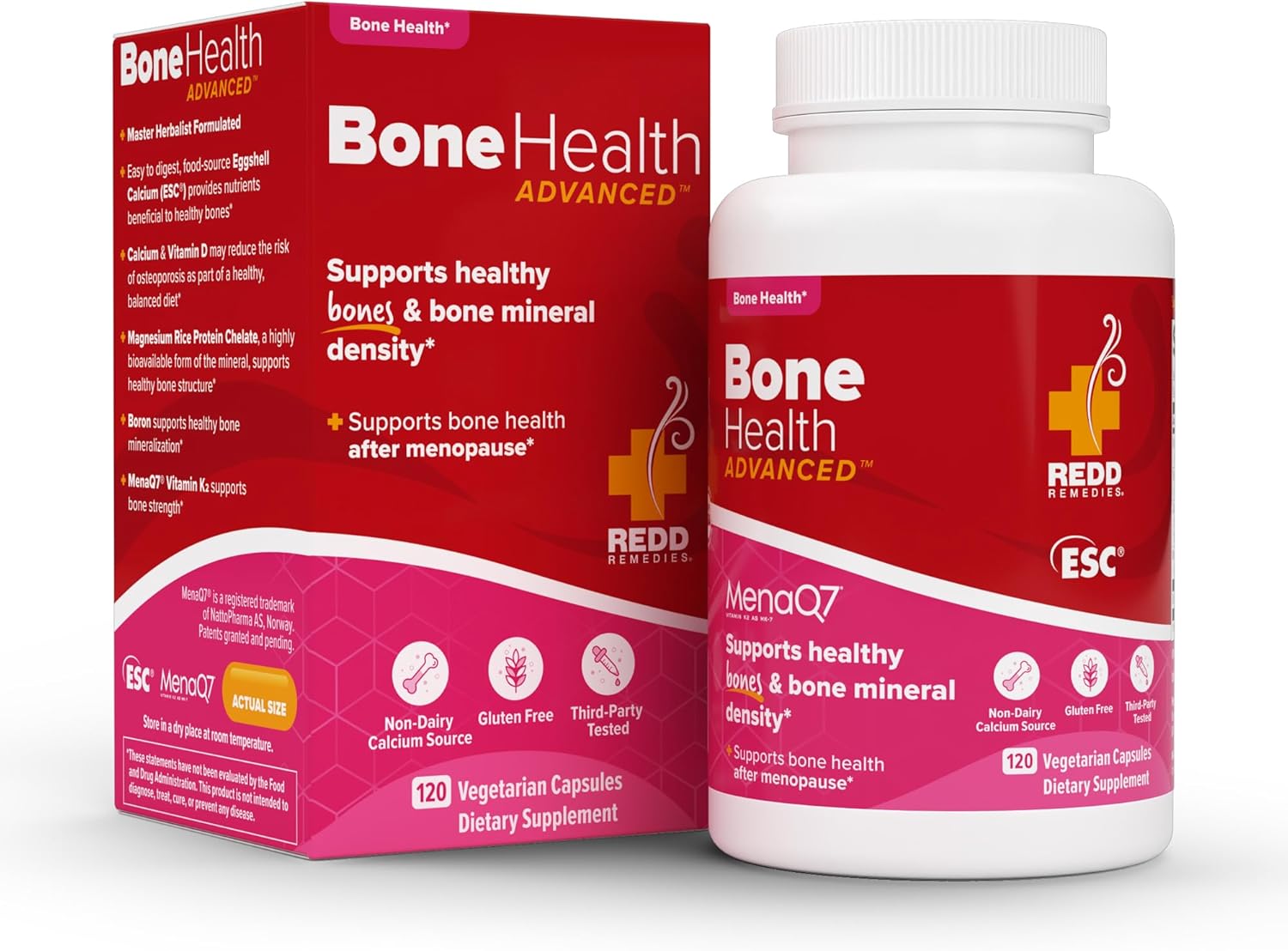 Redd Remedies Bone Health Advanced: Strong Bone Support with Vitamin D3 and Calcium - 120 Vegetarian Capsules