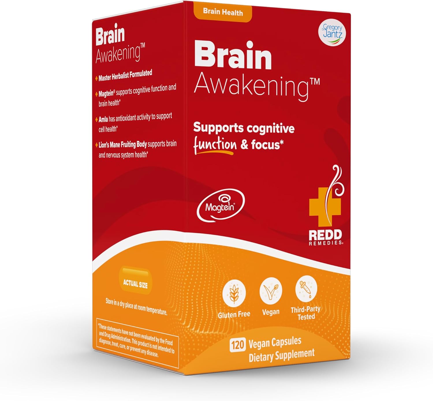 Redd Remedies Brain Awakening Supplement - Cognitive Function Support, 120 Vegan Capsules