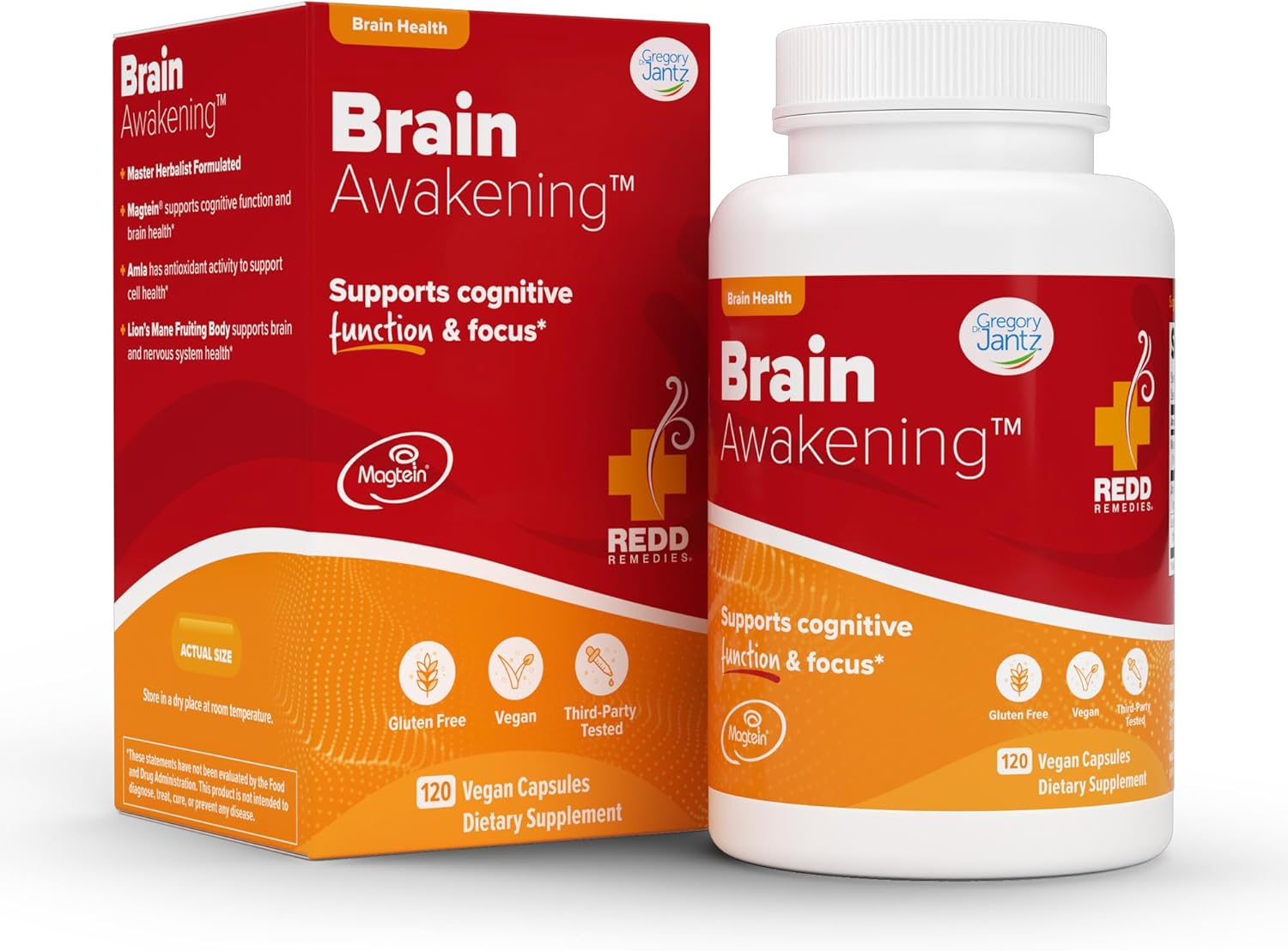 Redd Remedies Brain Awakening Supplement - Cognitive Function Support, 120 Vegan Capsules