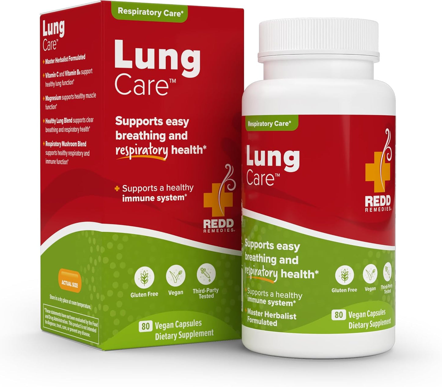 Redd Remedies Lung Care Supplement - Promotes Respiratory Health with 80 Vegan Capsules
