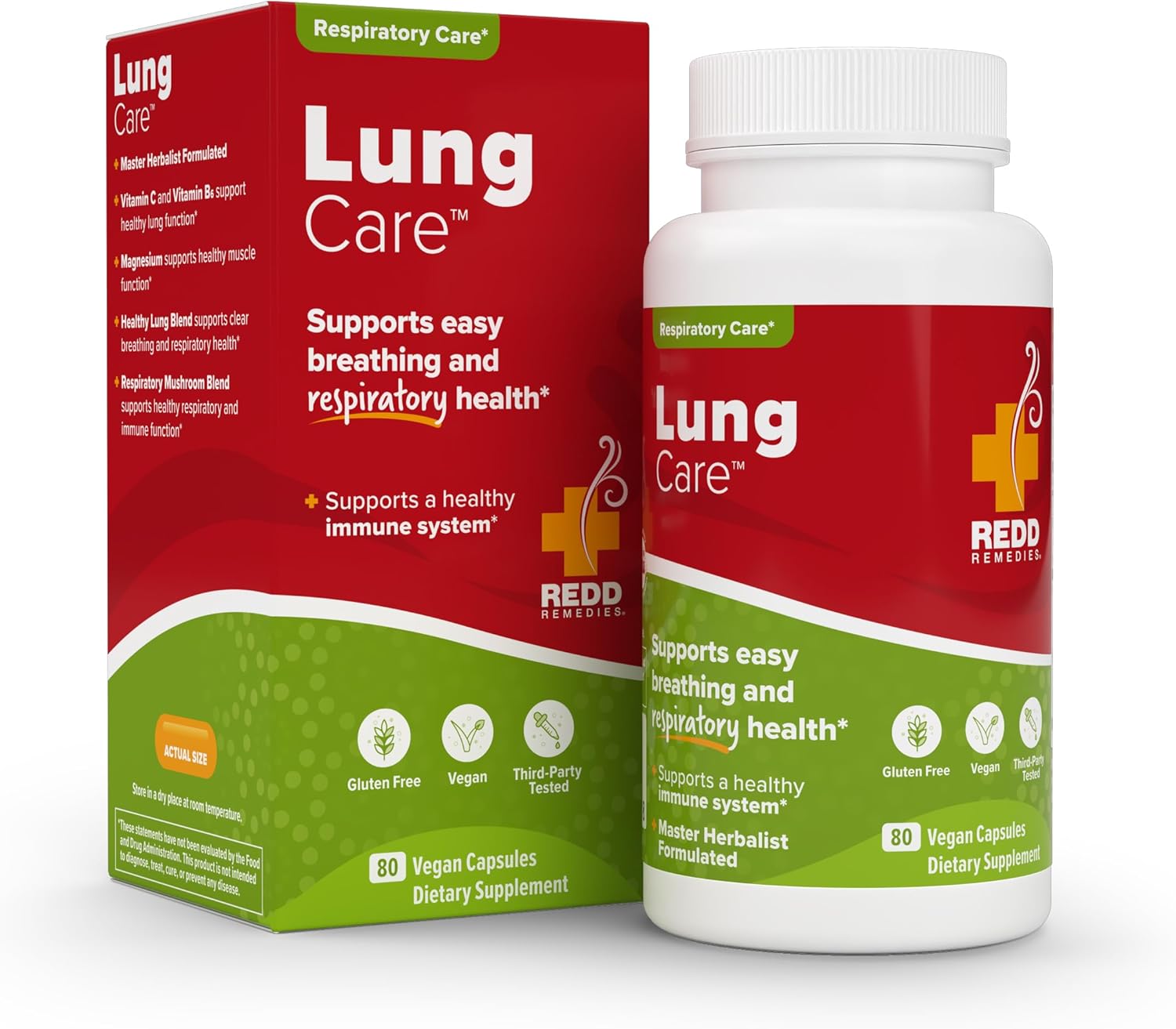 Redd Remedies Lung Care Supplement - Promotes Respiratory Health with 80 Vegan Capsules